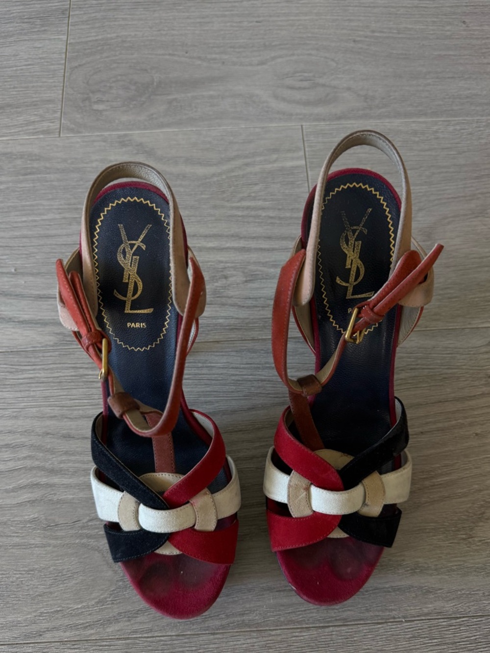 Saint Laurent Tribute Sandals Shoes Suede Multicolor - Picture 2 of 5
